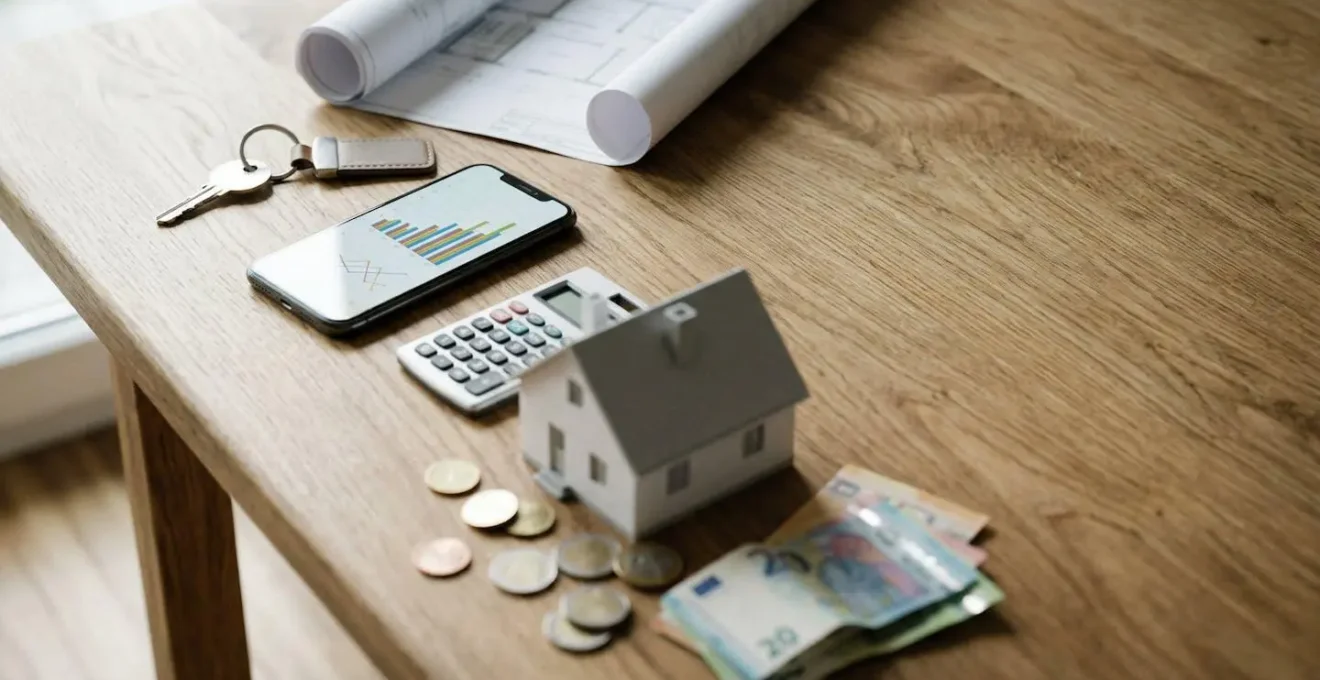 Concepto visual de alternativas de financiación inmobiliaria con elementos simbólicos de inversión diversificada