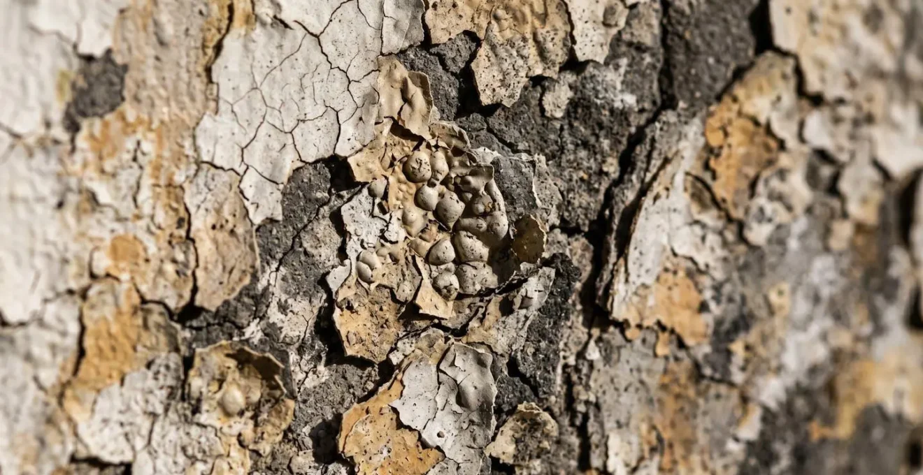 Detalle macro de grietas estructurales y humedades en pared de vivienda