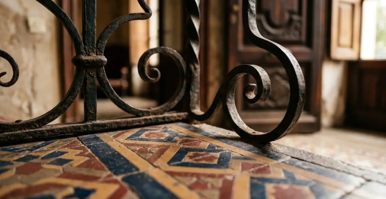 Primer plano de detalles arquitectónicos ornamentales en entrada histórica de edificio señorial