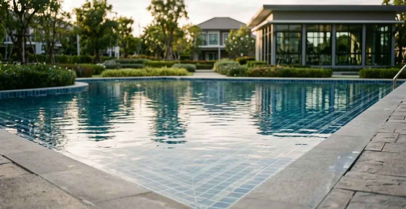 Instalaciones deportivas y recreativas en complejo residencial privado con piscina y zonas verdes